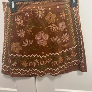 XL Girls Western Style Floral-Printed Brown Mini Skirt
